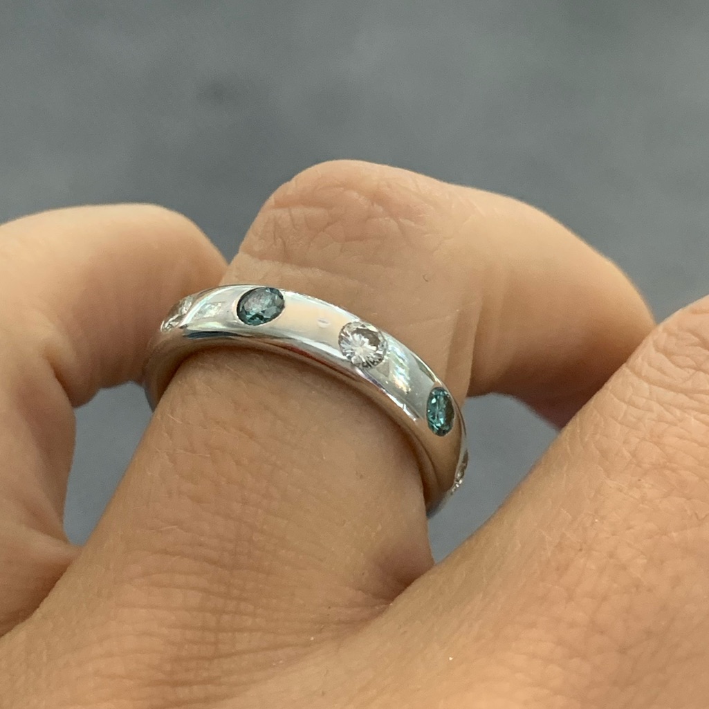 Genuine Diamond  Blue Diamond Eternity Band Gold